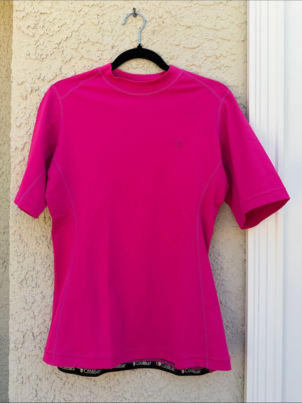Coolibar Women's Mock Neck S/S Hot Pink Rashguard Sun Protection Shirt Size M